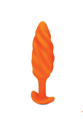 b-Vibe - Swirl Textured Vibrating Butt Plug - Orange - Stag Shop