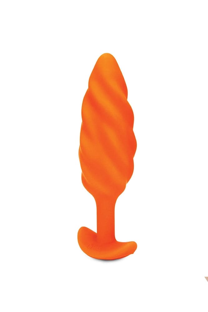 b-Vibe - Swirl Textured Vibrating Butt Plug - Orange - Stag Shop