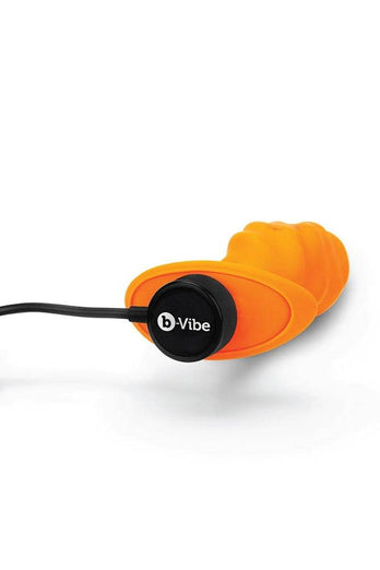 b-Vibe - Swirl Textured Vibrating Butt Plug - Orange - Stag Shop