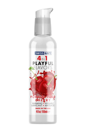 Swiss Navy - 4 in 1 Playful Flavours Flavoured Lubricant - Poppin' Wild Cherry - 4oz - Stag Shop