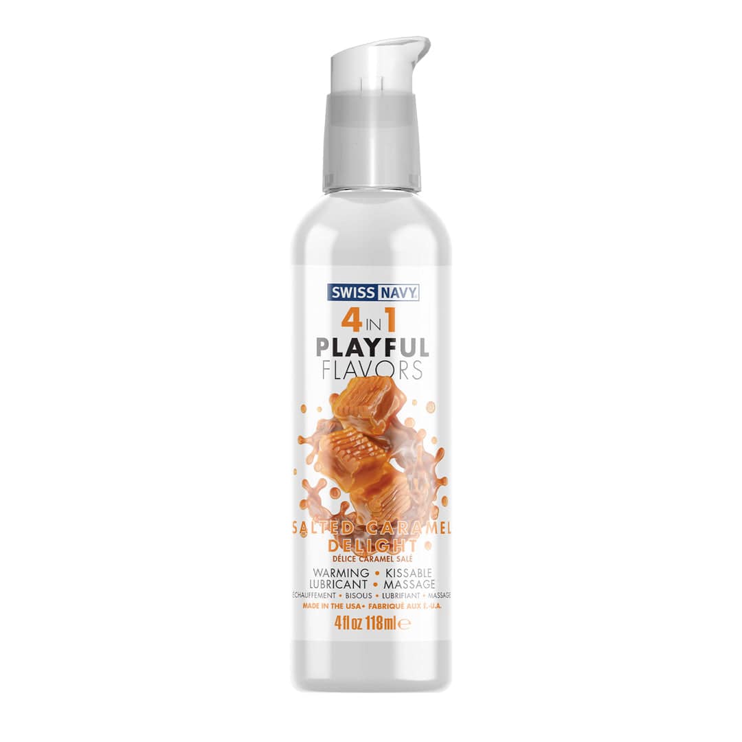 Swiss Navy - 4 in 1 Playful Flavours Flavoured Lubricant - Salted Caramel Delight - 4oz - Stag Shop