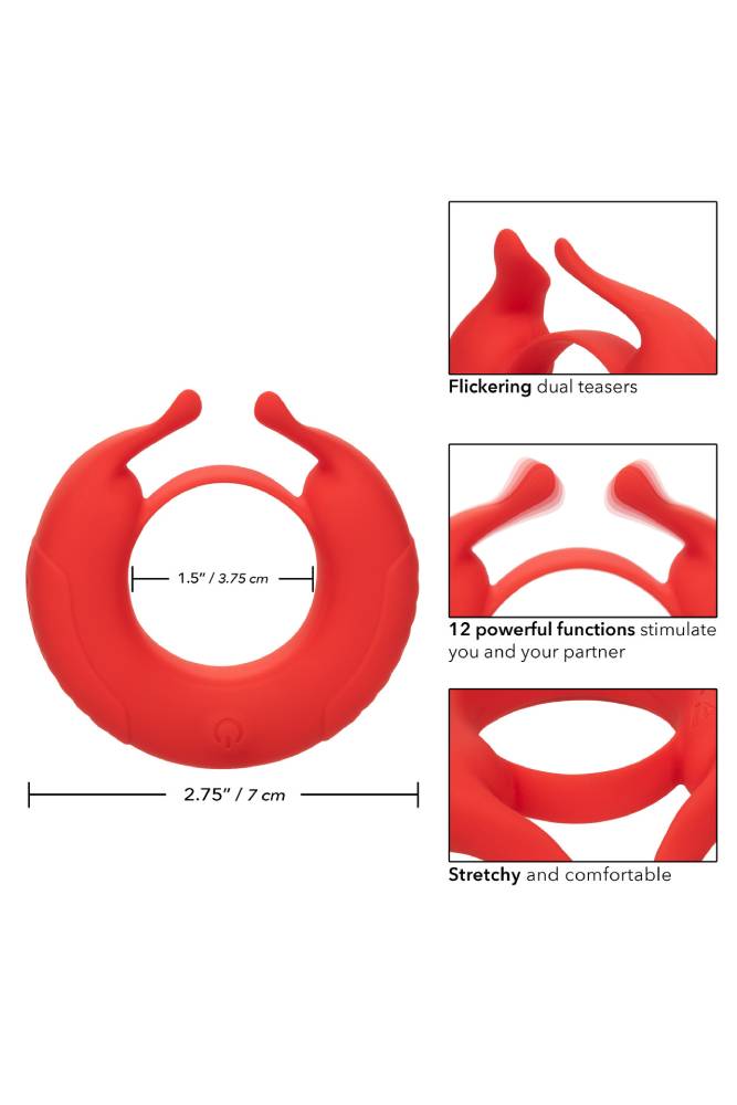 Cal Exotics - Couples Enhancer - Silicone Rechargeable Taurus Enhancer - Red - Stag Shop