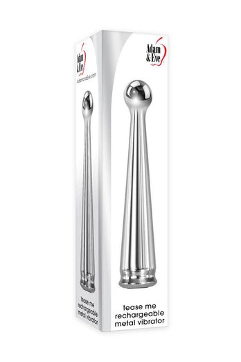 Adam & Eve - Tease Me Rechargeable Metal Vibrator - Silver - Stag Shop