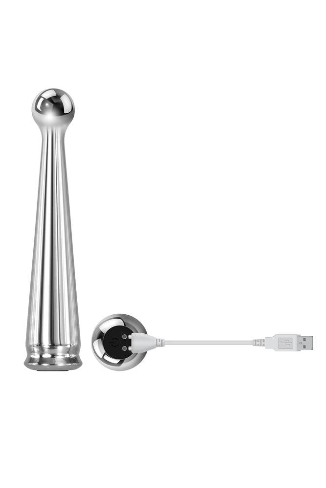 Adam & Eve - Tease Me Rechargeable Metal Vibrator - Silver - Stag Shop