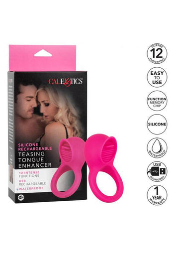 Cal Exotics - Couples Enhancer - Silicone Rechargeable Teasing Tongue - Pink - Stag Shop