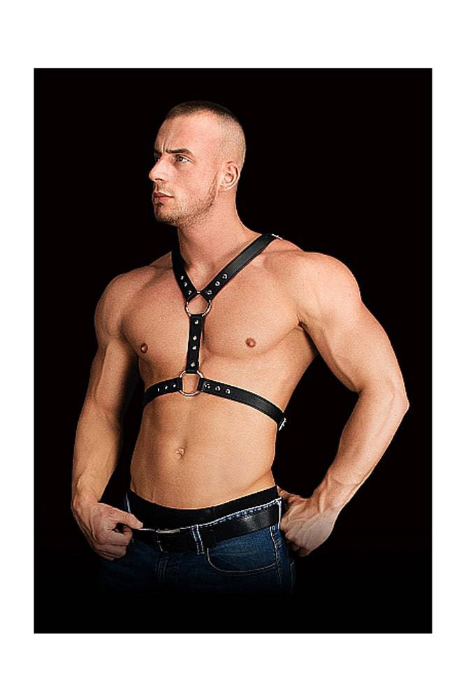Ouch by Shots Toys - Thanos Chest Centerpiece Harness - Black - Stag Shop