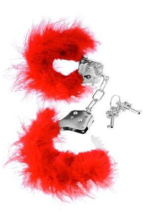 Pipedream - Fetish Fantasy - Feather Love Cuffs - Red - Stag Shop