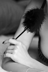 Ouch by Shots Toys - Black & White - Feather Tickler - Black - Stag Shop