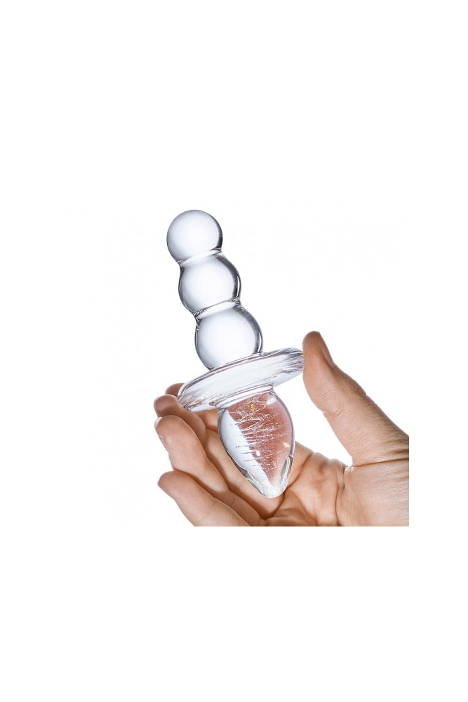 Gläs - 4.5" Titus Beaded Dual Ended Butt Plug - Clear - Stag Shop