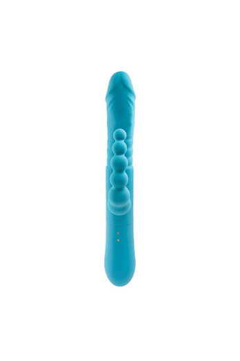 Adam & Eve - Eve's Thrusting Triple Joy Rabbit Vibrator - Teal - Stag Shop
