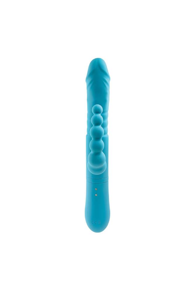 Adam & Eve - Eve's Thrusting Triple Joy Rabbit Vibrator - Teal - Stag Shop