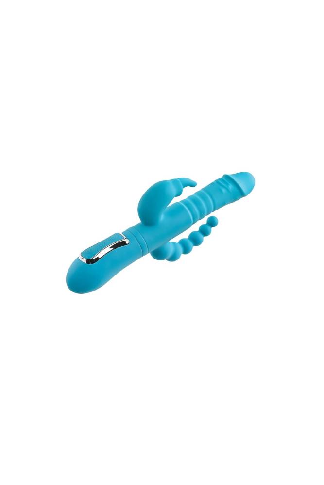 Adam & Eve - Eve's Thrusting Triple Joy Rabbit Vibrator - Teal - Stag Shop