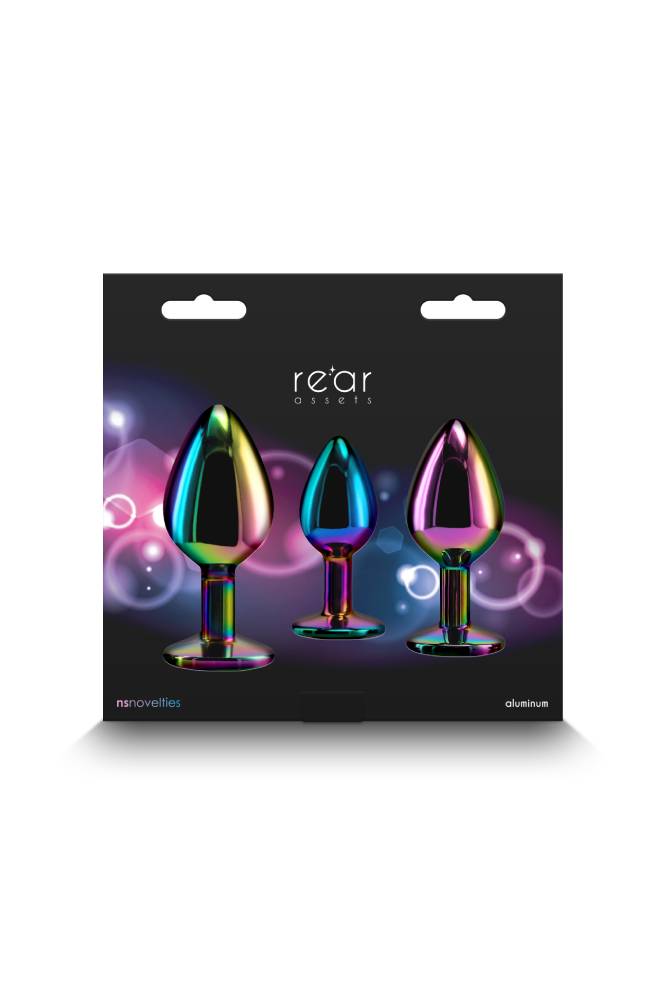 NS Novelties - Rear Assets - 3 Pc Jewelled Aluminum Anal Training Kit - Multicolour - Stag Shop