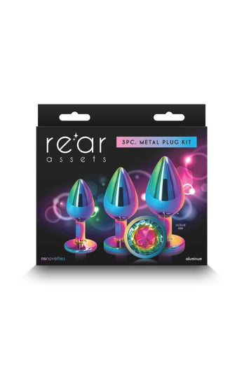 NS Novelties - Rear Assets - 3 Pc Jewelled Aluminum Anal Training Kit - Multicolour - Stag Shop