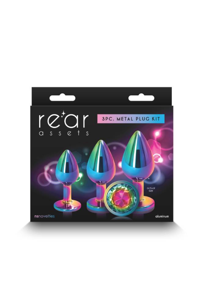 NS Novelties - Rear Assets - 3 Pc Jewelled Aluminum Anal Training Kit - Multicolour - Stag Shop