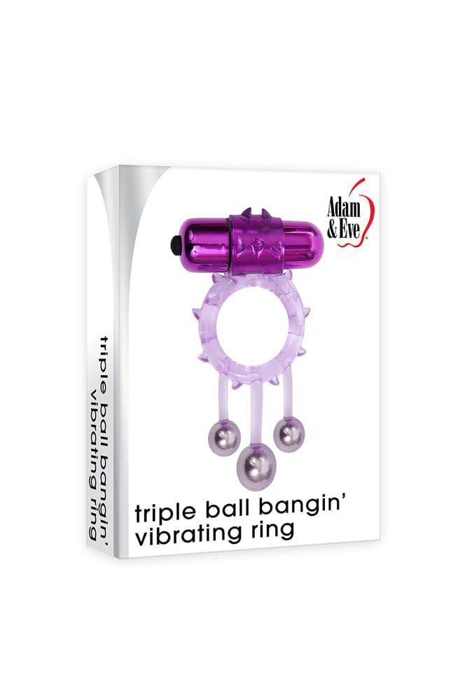 Adam & Eve - Triple Ball Bangin Cock Ring - Purple - Stag Shop