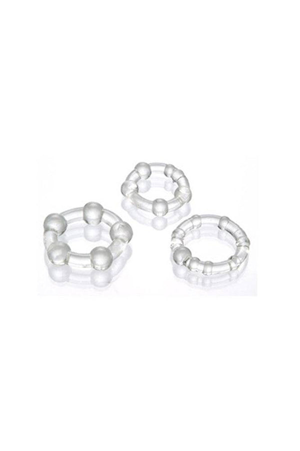Adam & Eve - Triple Erection Cock Ring System - Clear - Stag Shop
