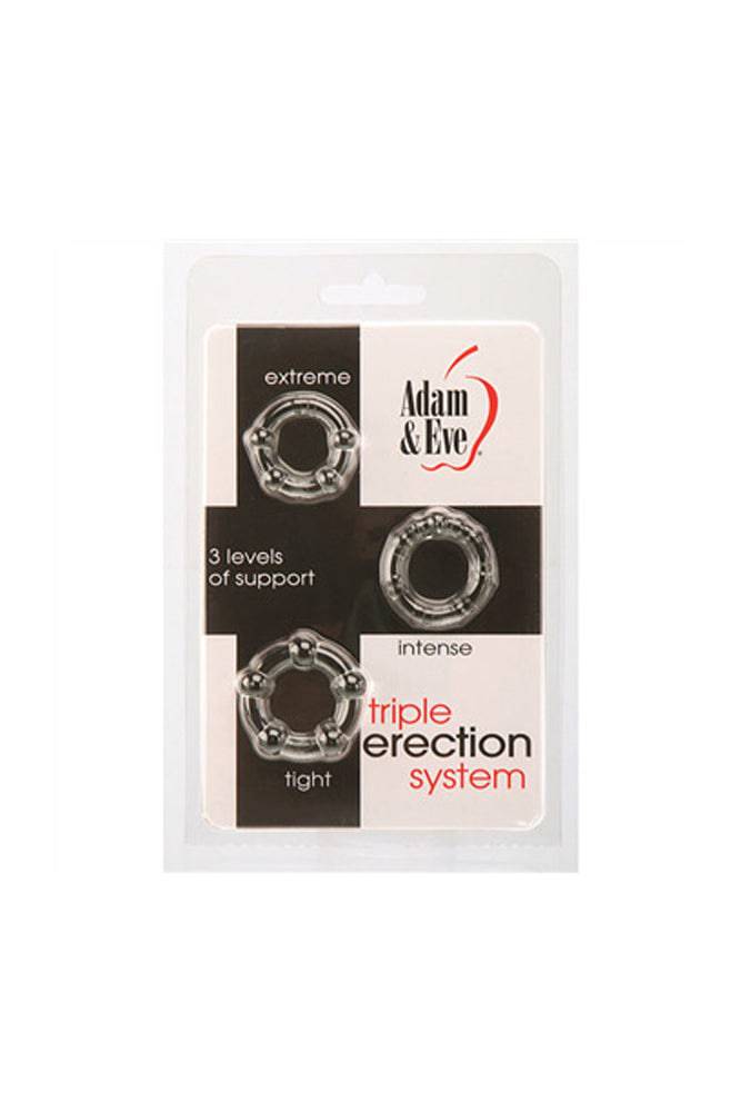 Adam & Eve - Triple Erection Cock Ring System - Clear - Stag Shop