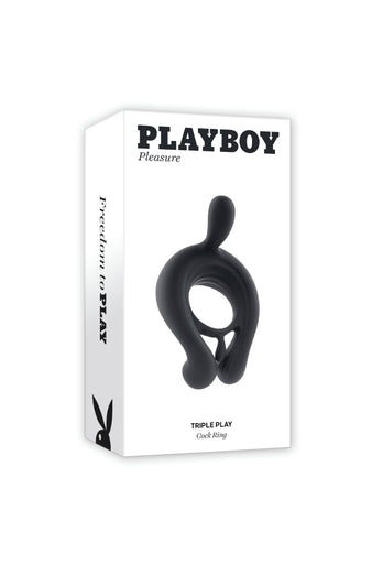 Playboy - Triple Play Vibrating Cock Ring with Remote Control - Black - Stag Shop