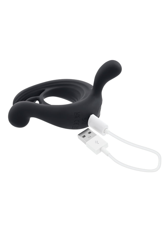 Playboy - Triple Play Vibrating Cock Ring with Remote Control - Black - Stag Shop