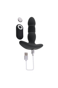 Thumbnail for Playboy - Trust the Thrust Vibrating & Thrusting Anal Plug - Black - Stag Shop