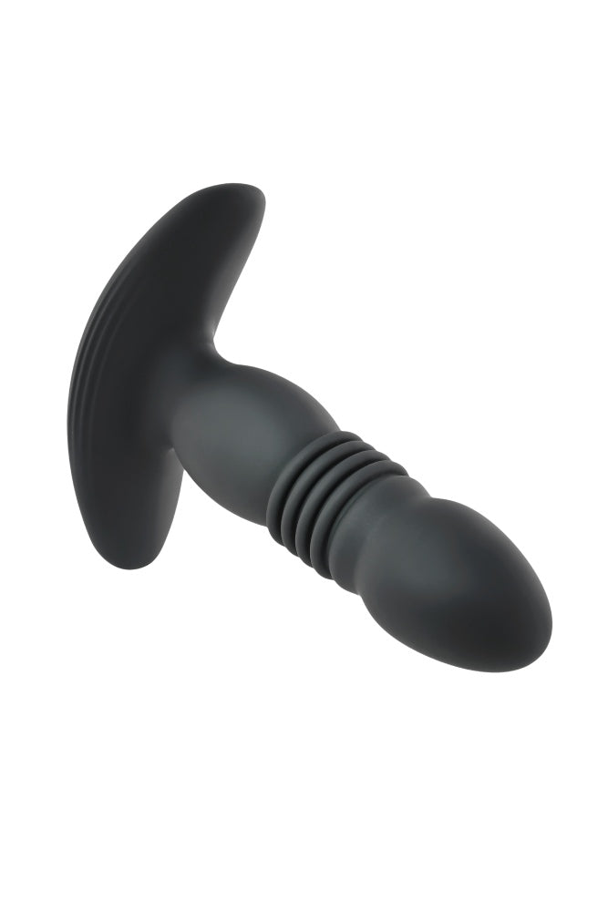 Playboy - Trust the Thrust Vibrating & Thrusting Anal Plug - Black - Stag Shop