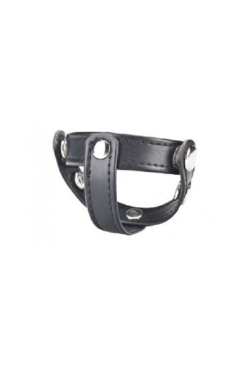 Electric Eel - Blue Line - T-Style Cock Ring With Ball Divider - Black - Stag Shop