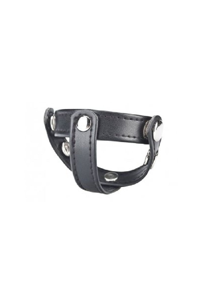 Electric Eel - Blue Line - T-Style Cock Ring With Ball Divider - Black - Stag Shop