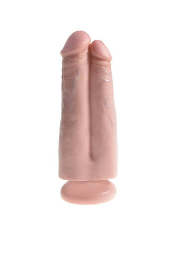 Pipedream - King Cock - Two Cocks One Hole Realistic Dual Penetration Dildo - 7 inch - Beige - Stag Shop