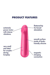 Satisfyer - Ultra Power Bullet 3 - Rechargeable Waterproof Bullet Vibrator - Red - Stag Shop