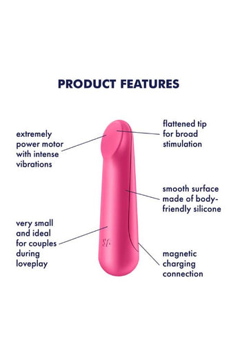 Satisfyer - Ultra Power Bullet 3 - Rechargeable Waterproof Bullet Vibrator - Red - Stag Shop