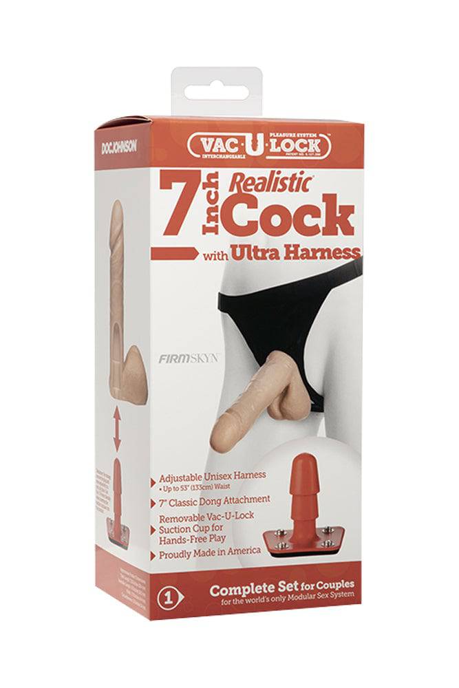 Vac-U-Lock by Doc Johnson - Ultra Harness with 7 inch Realistic Dildo - 7 inch - Stag Shop