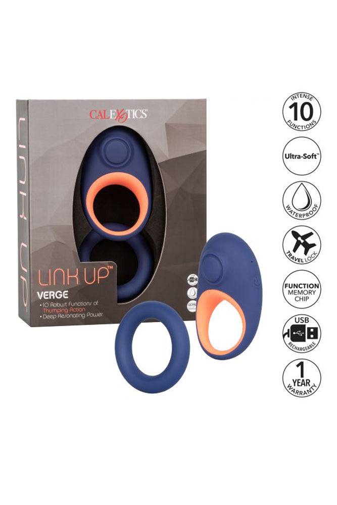 Cal Exotics - Link Up - Verge Thumping Cock Ring Set - Blue - Stag Shop