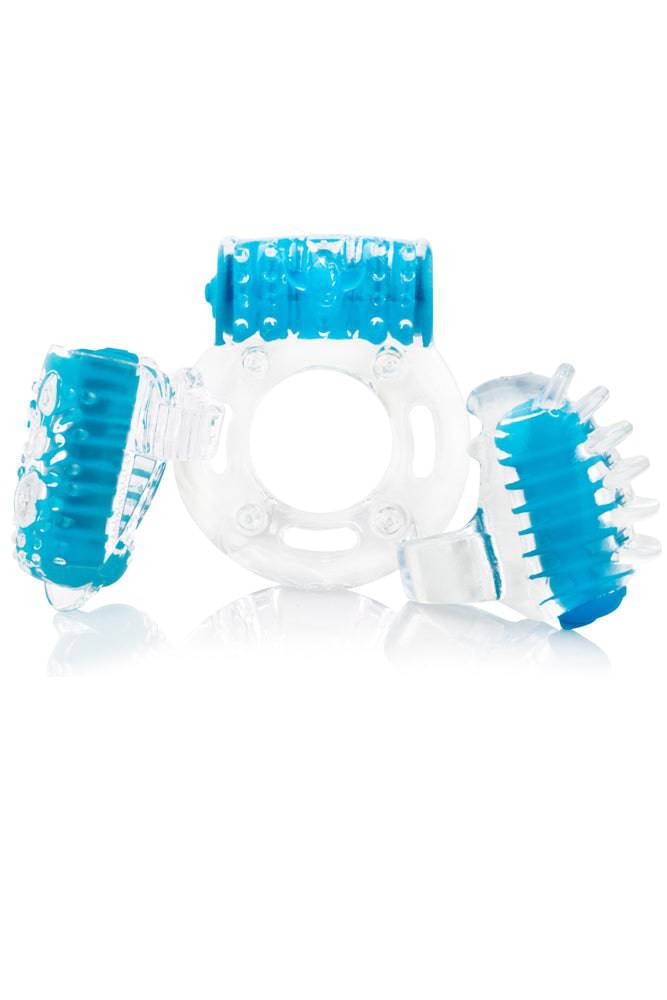 Screaming O - Vibroman Cock Tongue and Finger Ring Set - Blue - Stag Shop
