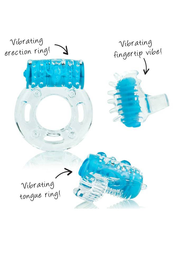 Screaming O - Vibroman Cock Tongue and Finger Ring Set - Blue - Stag Shop