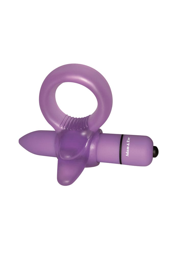 Adam & Eve - Vibrating Clitoral Tongue Cock Ring - Purple - Stag Shop