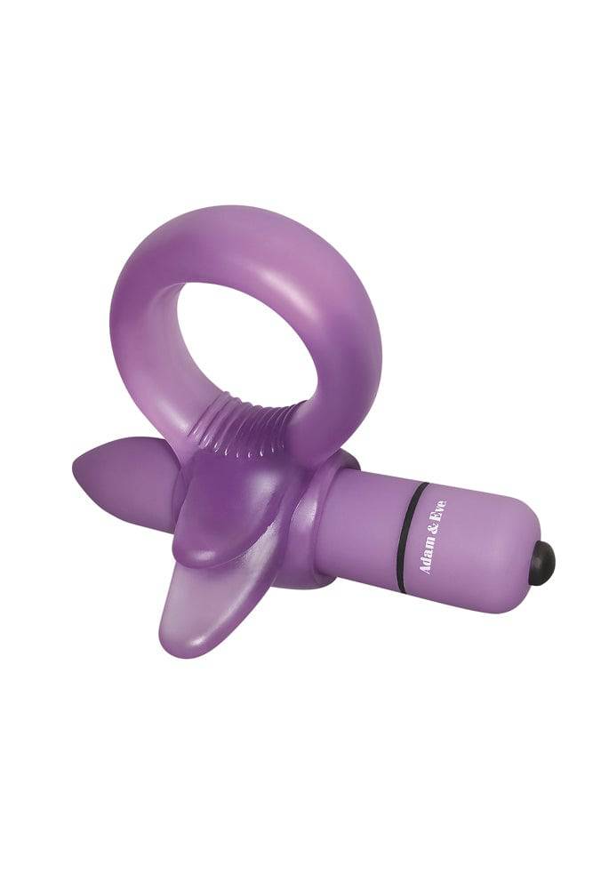 Adam & Eve - Vibrating Clitoral Tongue Cock Ring - Purple - Stag Shop
