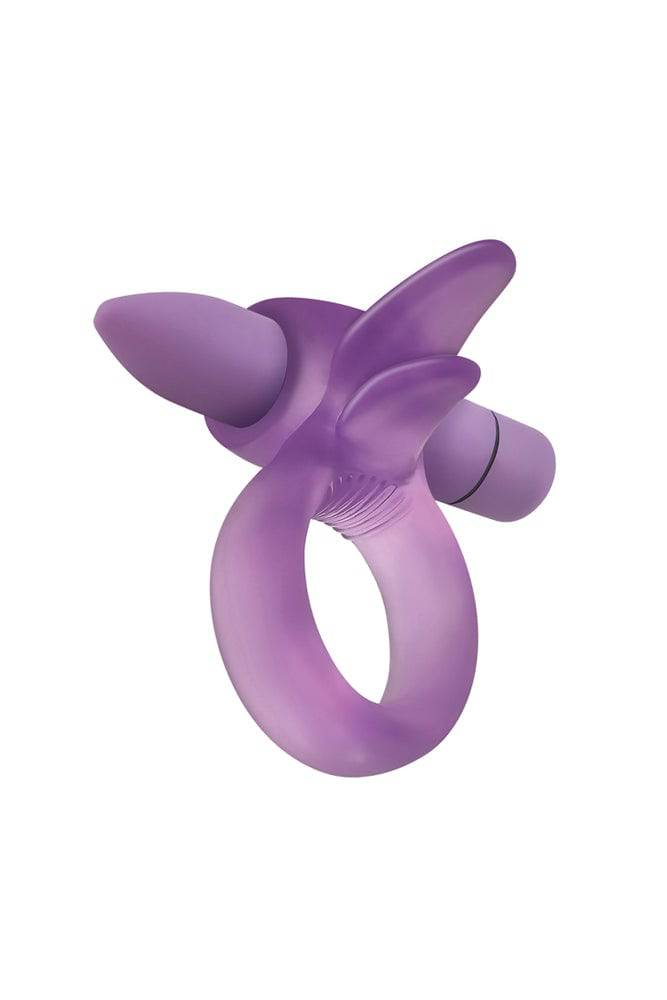 Adam & Eve - Vibrating Clitoral Tongue Cock Ring - Purple - Stag Shop