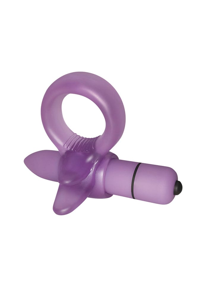 Adam & Eve - Vibrating Clitoral Tongue Cock Ring - Purple - Stag Shop