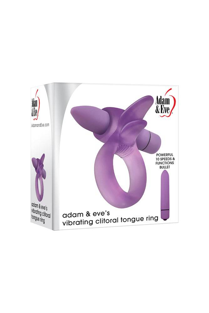 Adam & Eve - Vibrating Clitoral Tongue Cock Ring - Purple - Stag Shop