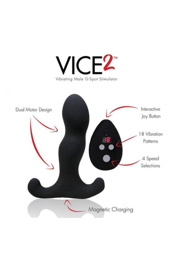 Aneros - Vice 2 Remote Control Prostate Massager - Black - Stag Shop