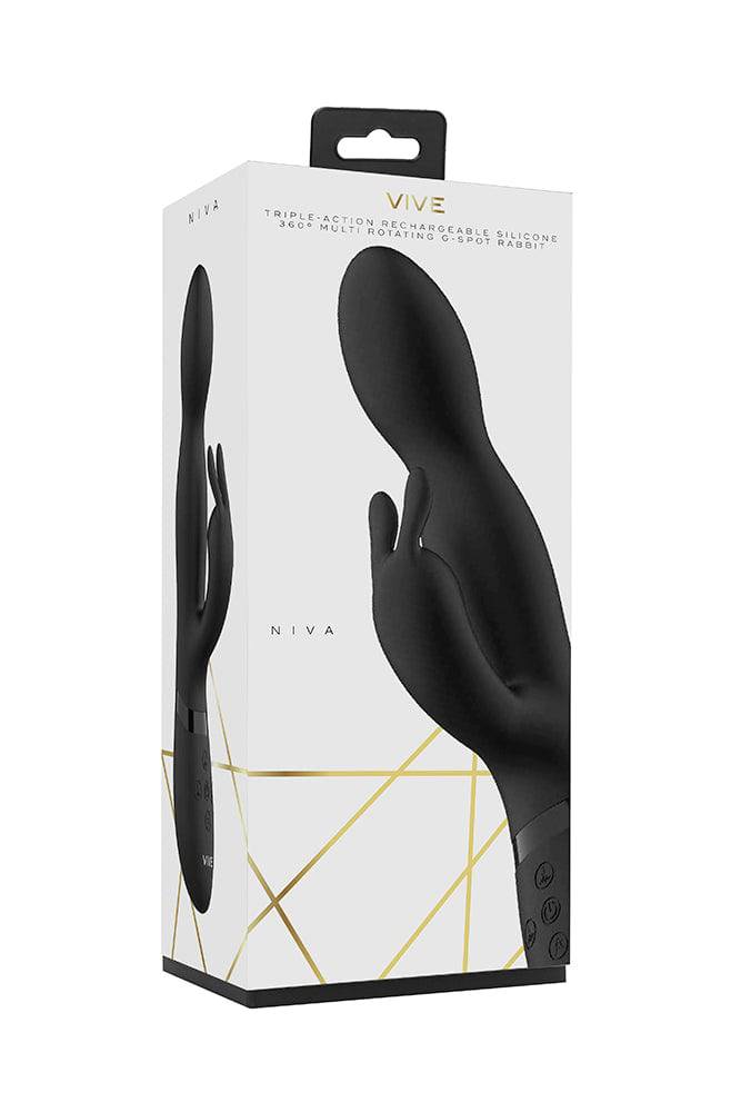 Shots Toys - VIVE - Niva - 360degrees Rotating Rabbit Vibrator - Black - Stag Shop