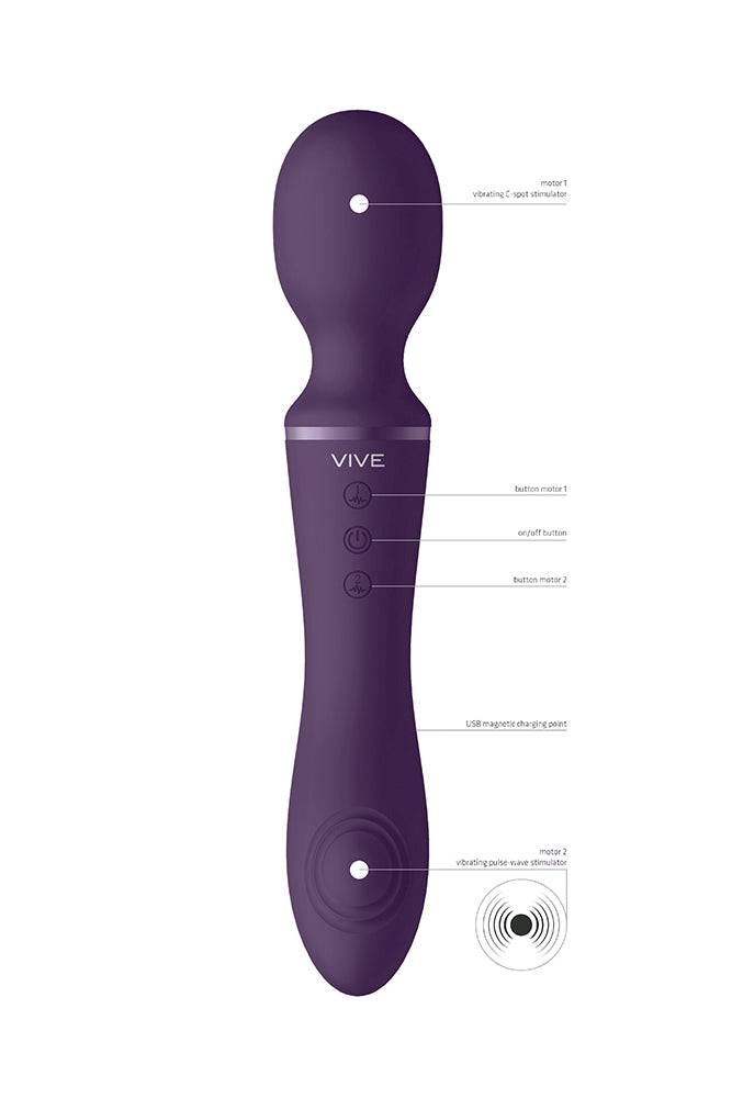 Shots Toys - VIVE - Enora - Dual Ended Wand Vibrator & Massager - Purple - Stag Shop
