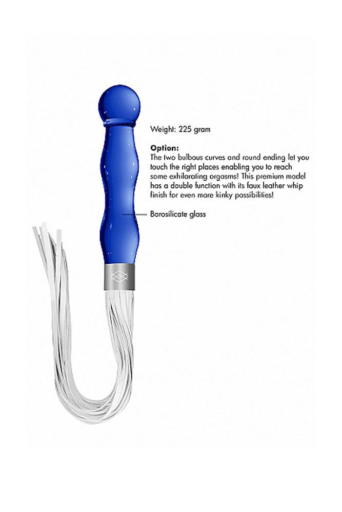 Shots Toys - Chrystalino - Whipster Glass Whip & Dildo - Blue - Stag Shop