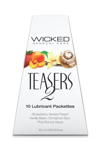 Wicked Sensual Care - Teasers 2 Flavoured Lube Samples - 10 Pack - Stag Shop