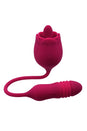 Evolved - Wild Rose Thrusting Bullet with Flicking Tongue Vibrator - Red - Stag Shop