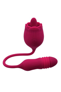Thumbnail for Evolved - Wild Rose Thrusting Bullet with Flicking Tongue Vibrator - Red - Stag Shop