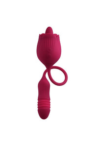 Thumbnail for Evolved - Wild Rose Thrusting Bullet with Flicking Tongue Vibrator - Red - Stag Shop