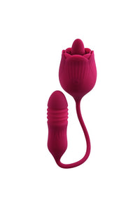 Thumbnail for Evolved - Wild Rose Thrusting Bullet with Flicking Tongue Vibrator - Red - Stag Shop