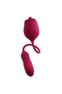 Thumbnail for Evolved - Wild Rose Thrusting Bullet with Flicking Tongue Vibrator - Red - Stag Shop